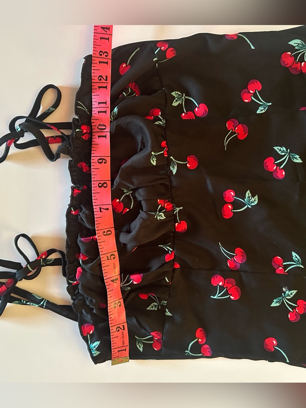 Black Cherry Print Tie-Strap Mini Dress Women’s Size S - Picture 12 of 13